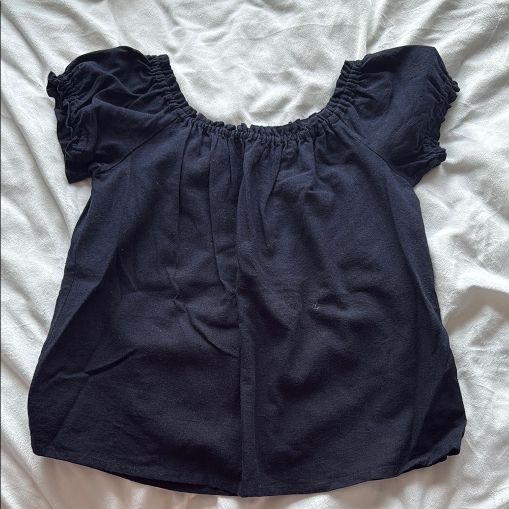 Navy Off-Shoulder Top